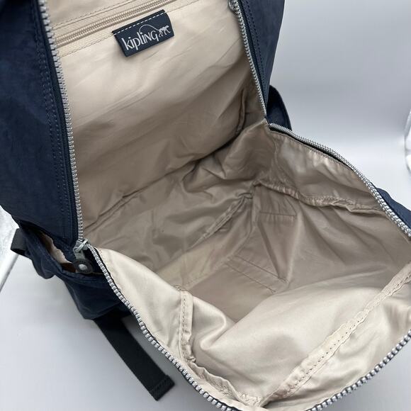 Kipling Large Unisex True Blue Backpack With Monkey Keychain Charm - Picture 7 of 12